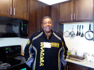 Navy veteran James Mason in the kitchen of his new home.